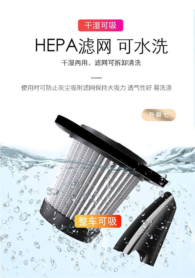 Car-mounted high-suction vacuum cleaner for small cars, 12V household use, high-power, dual-use for dry and wet cleaning