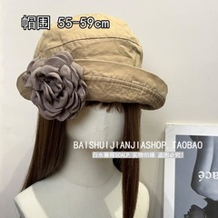 原创日系复古花朵翻檐渔夫帽女夏全棉遮阳透气春秋显脸小文艺帽子