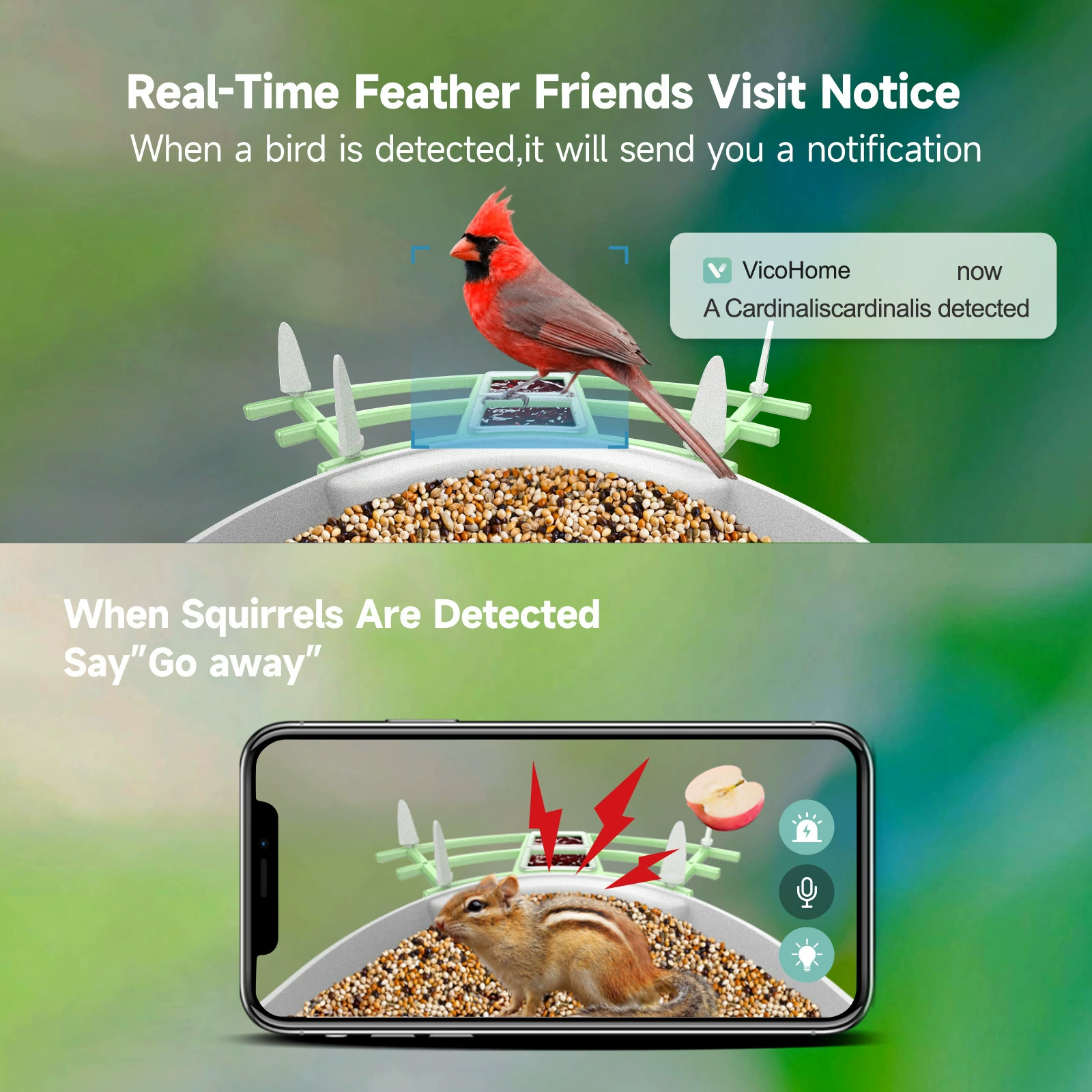 Smart bird feeder camera AI bird recognition remote low power solar wifi камера