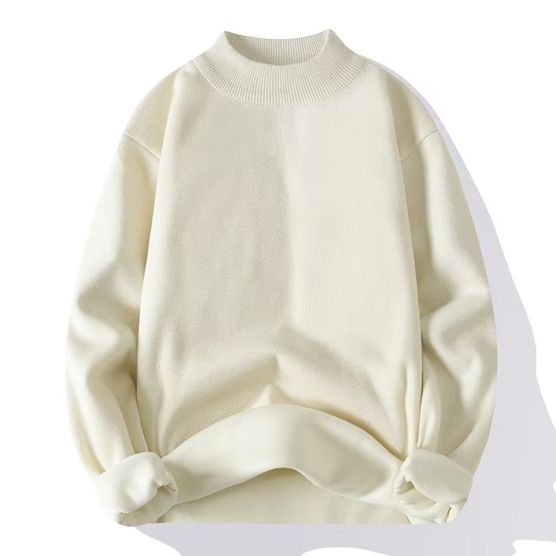 Otoño e Invierno de una sola pieza de terciopelo suéter de los hombres de color sólido media línea de cuello alto europeo y americano casual juventud suéter abrigo hombres