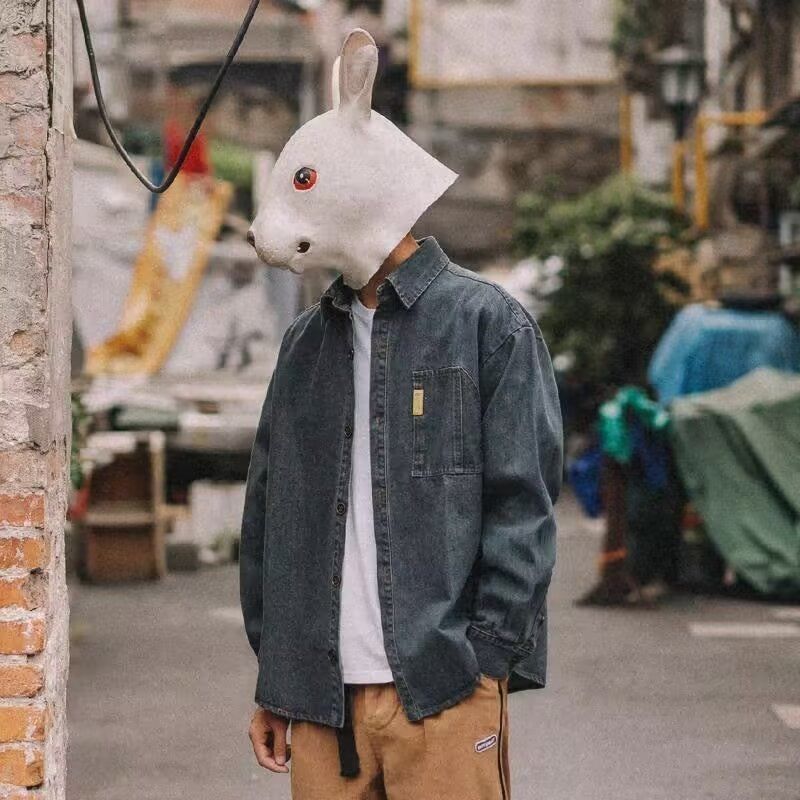 2025春秋季牛仔衬衫男潮牌ins宽松港风外套休闲百搭帅气长袖衬衣|undefined