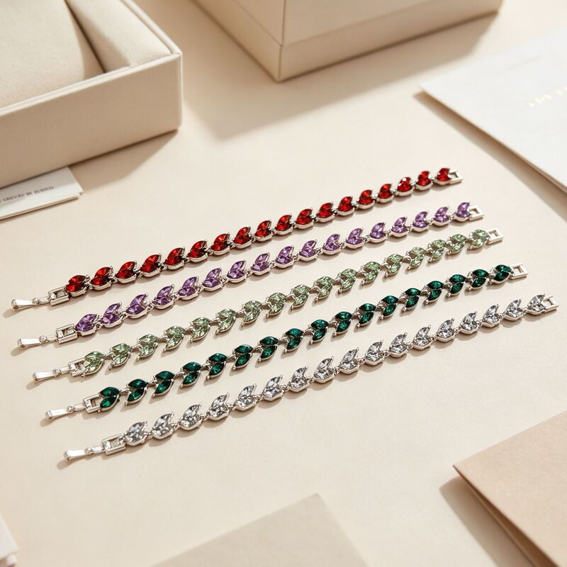 Light Luxury Colored Diamond Bracelet for Women, Niche Design, Fashionable and Versatile Jewelry, Ins-Style Light Luxury High-End Bracelet Wholesale
