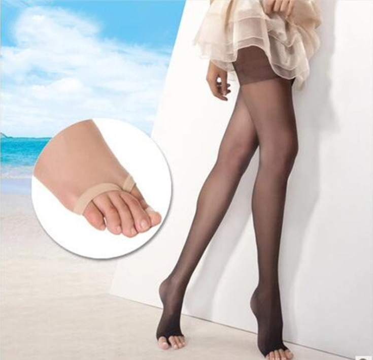 Fleshy Silk Stockings Women's Foot Anti-hook Silk Pantyhose Fish Mouth Open Toe Spring and Summer Thin Black Long Socks