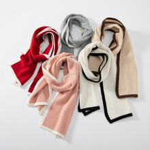 高品质儿童山羊绒针织围巾女男童通用加厚拼色围脖秋冬季户外保暖