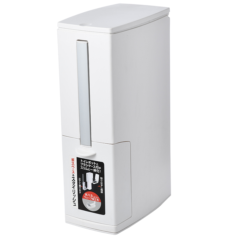 Cubo de basura para baño con tapa, uso doméstico, tamaños grande y pequeño, para inodoros de espacios reducidos, cubo de basura para baño con escobilla de inodoro integrada.