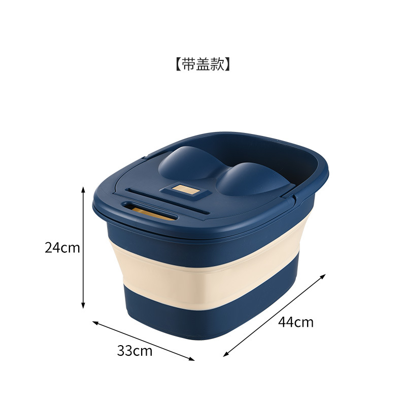 Cubo de baño de pies con cinturón plegable, baño de pies, baño de pies portátil que se puede almacenar, cubo de lavado de pies sobre la pantorrilla, cubo de alta profundidad, baño de pies