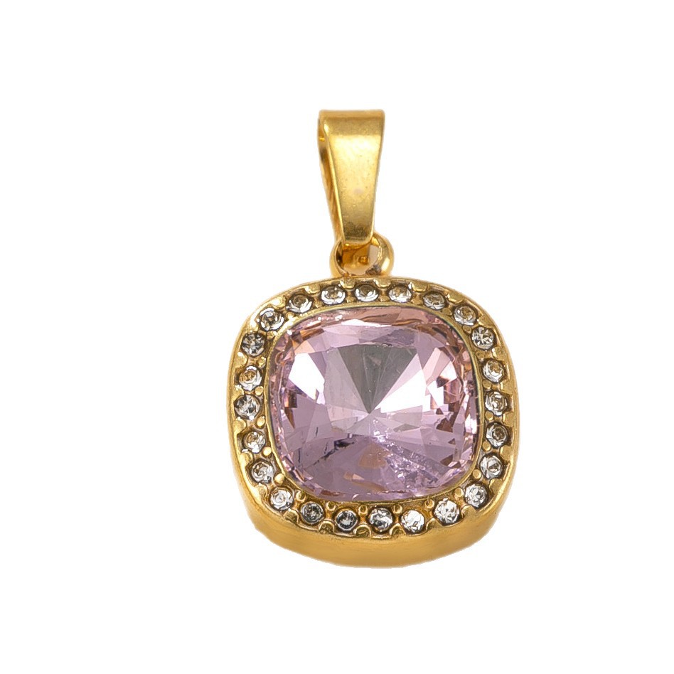 Colgante único, joyería transfronteriza de acero inoxidable, fundición, collar de circón con incrustaciones, chapado en oro de 18k, fábrica de accesorios de joyería de bricolaje de alta calidad