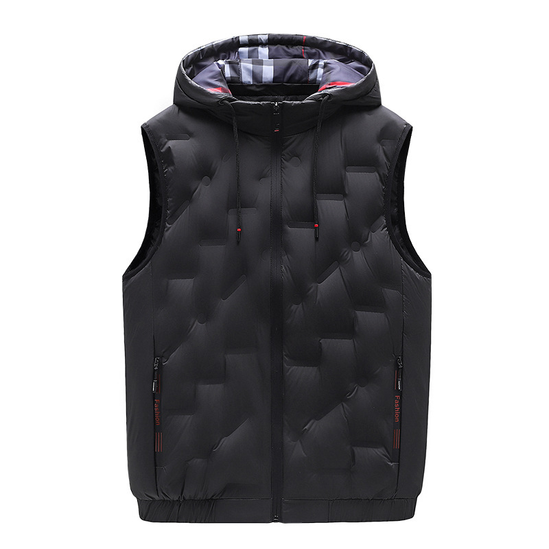 Cross-Border Winter New down Vest Men's Casual Loose Warm Waistcoat Vest White Duck down Hooded down Jacket