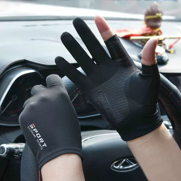 Men's and women's ice silk half finger riding sports fitness men's high elastic comfortable sun protection gloves
