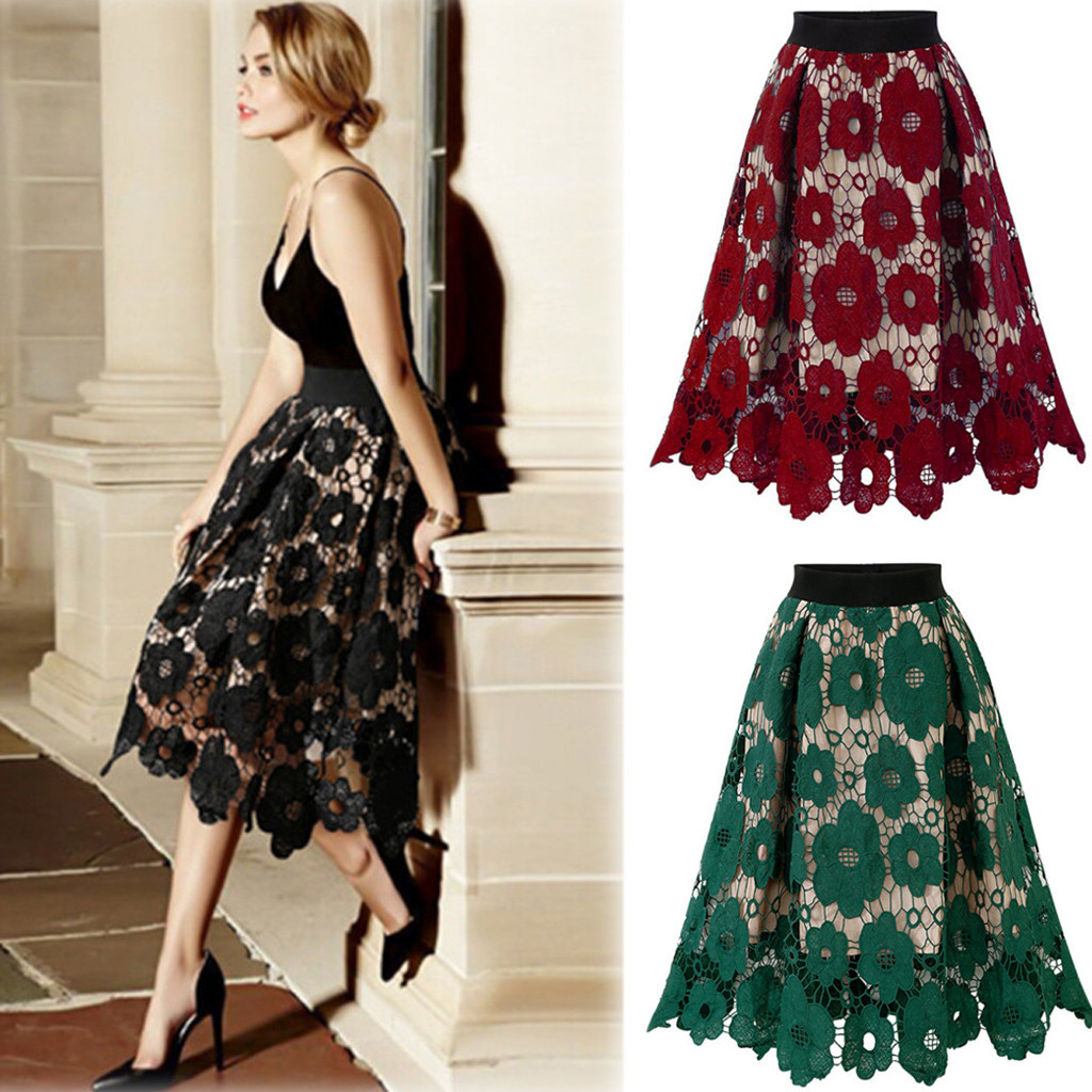 summer lace solid color skirt