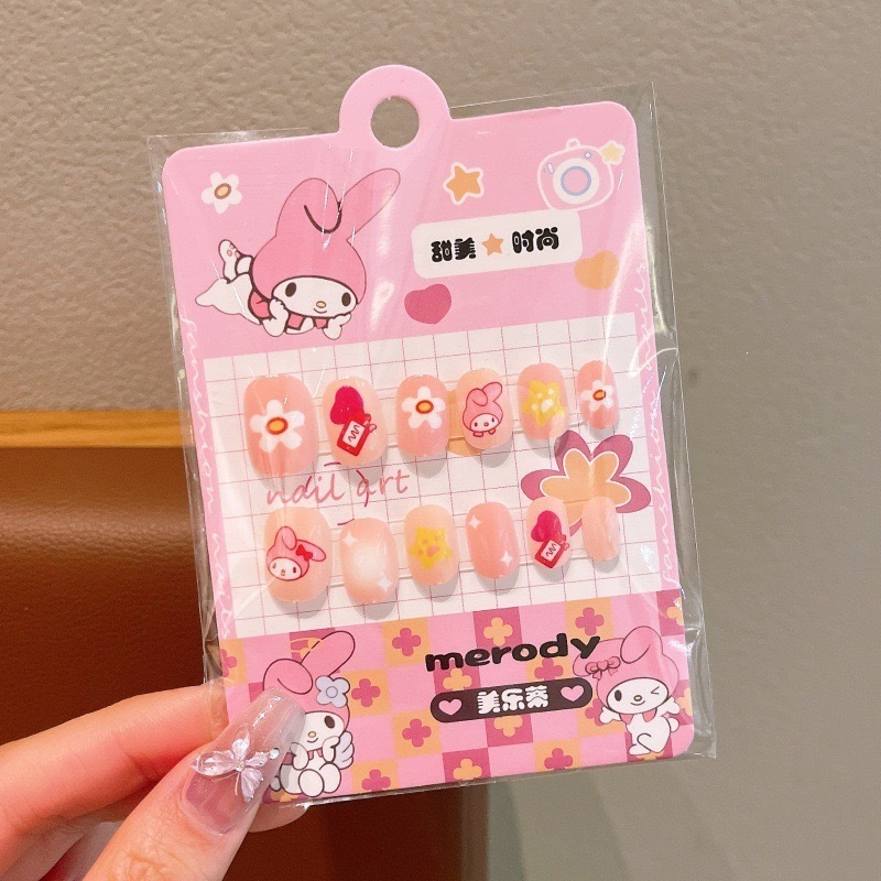 Niños Kulomi dibujos animados bebés usar uñas niñas lindas manicure parches de uñas impermeables para usar