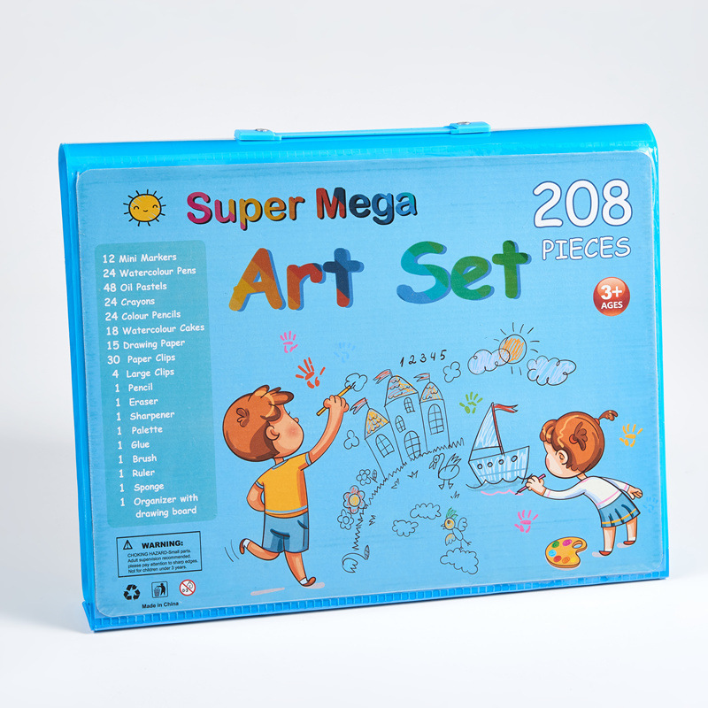 208 unidades pintura traje de pincel de color de los niños creativos traje de pluma estudiante con Marco de imagen soporte vacaciones recompensa caja de regalo