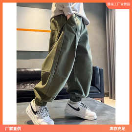 男童秋装裤子春秋款2025新款儿童工装裤中大童秋季长裤男孩休潮流