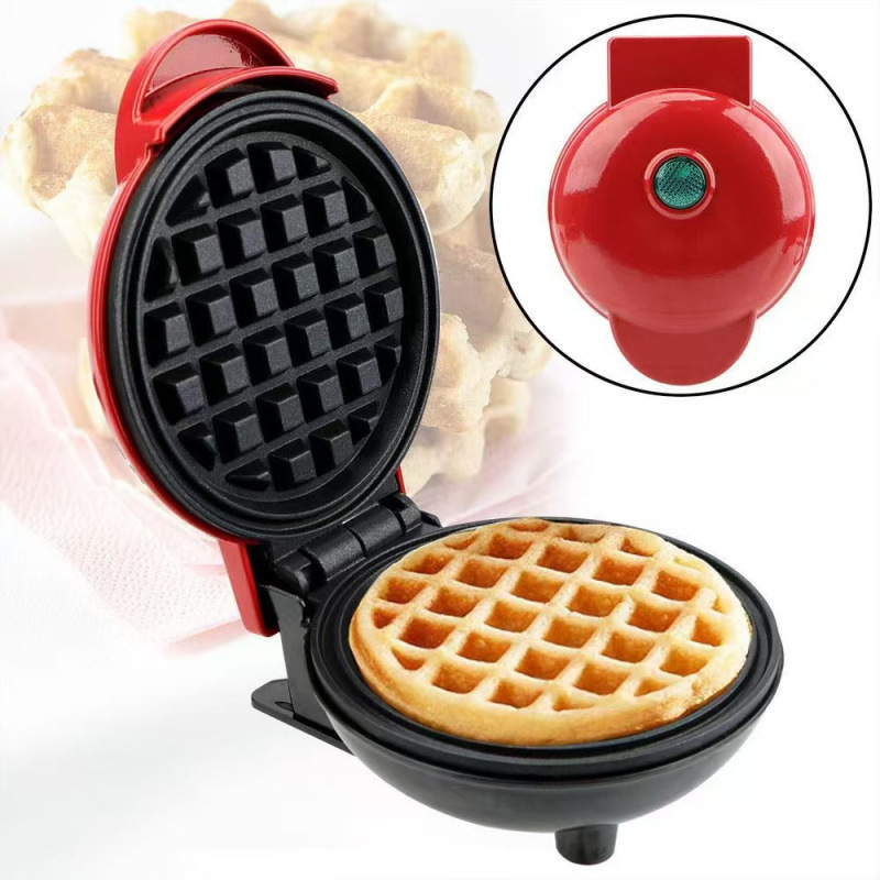 Portable Household Waffle Maker Mini Breakfast Machine Mini Waffle Maker Love Heart Round Sandwich Breakfast Machine