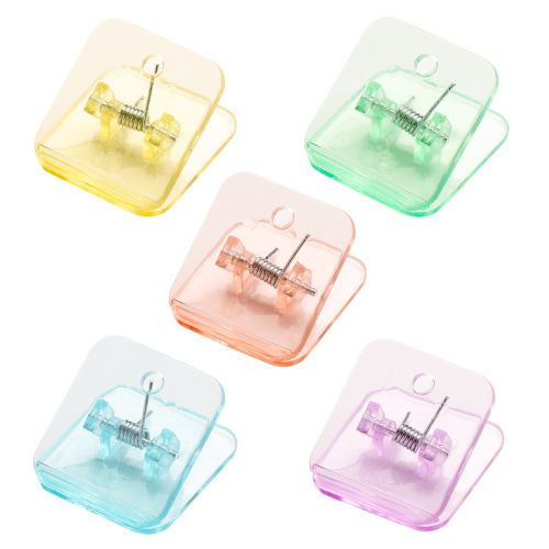 Colorful transparent small square clip, hanging clip, multi-functional note clip, information clip, storage and organization clip, classification plastic clip