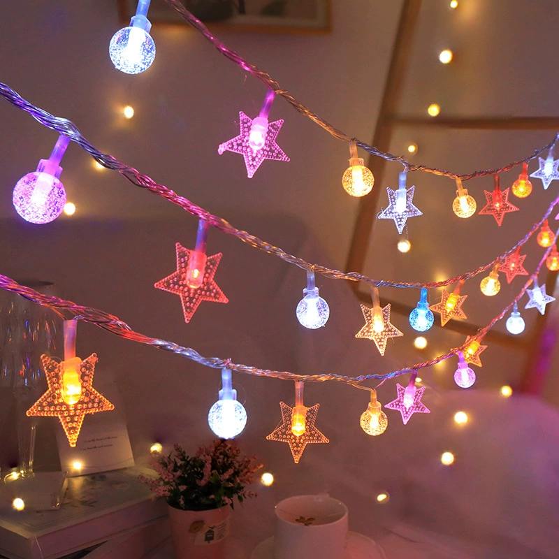 LED string lights, solar USB battery options, star & moon decorative camping light strip, multi-length