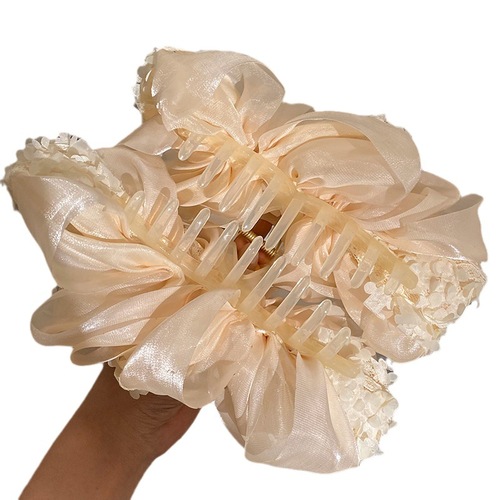 High-end multi-layer bow large-sized grabbing hair accessories temperament hair clip women's back head new shark chuck headgear