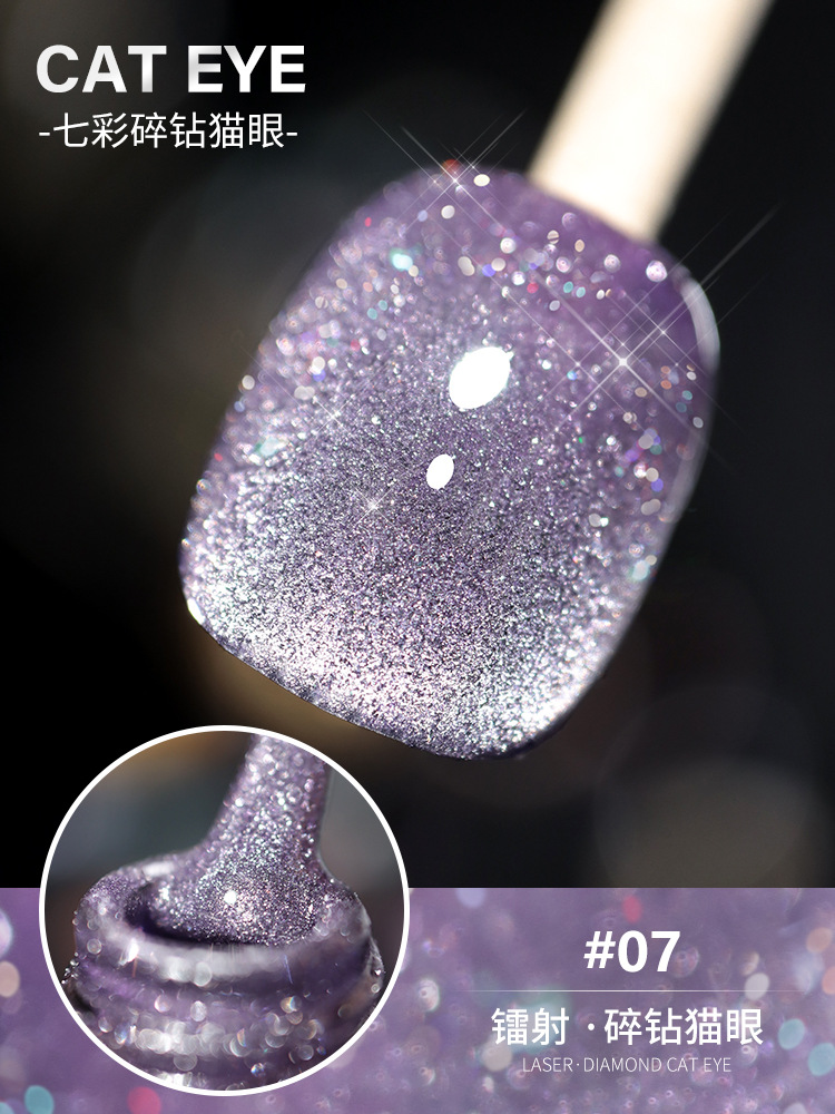 Esmalte de Uñas de Gel Ojo de Gato Láser 2025 Nuevo Arte de Uñas Gel Ojo de Gato Cristal Diamante Brillante