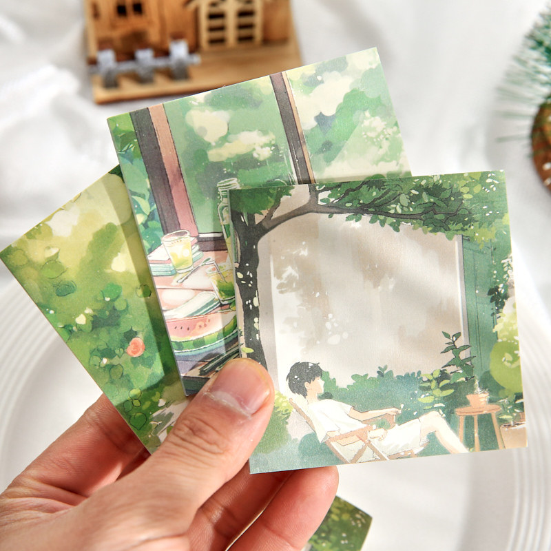 Mr. Paper Three Enjoy N pegatinas de la serie de calles sopladas por el viento, ilustraciones de paisajes, notas de oficina, mensajes, notas adhesivas