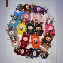 圣诞节火爆麋鹿拉布布娃娃潮玩搪胶玩偶彩虹labubu毛绒公仔手办