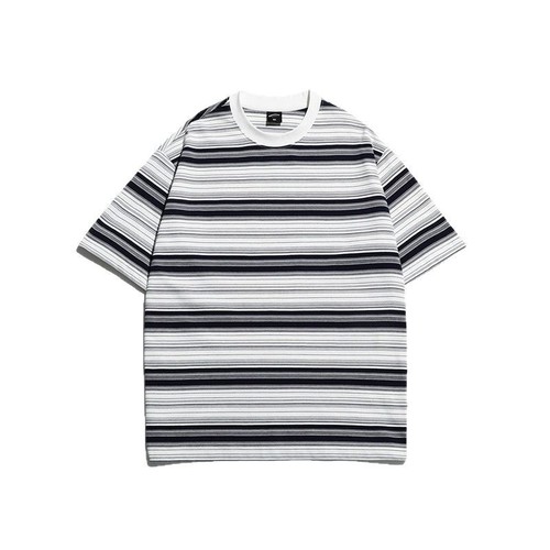 Striped short-sleeve t-shirt for men, 2025 new model, Japanese style trendy brand casual men's t-shirt, loose large size clothing