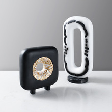 简约现代环形创意摆件雕塑装饰品样板房办公室电视柜书房家居摆设