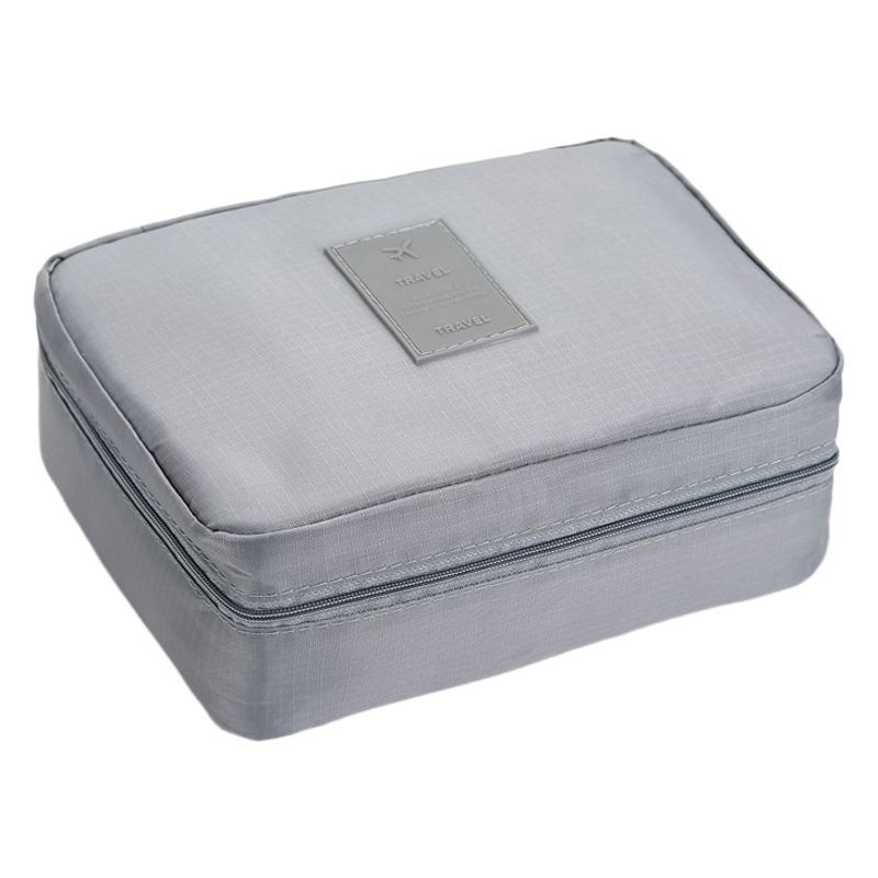 Bolsa de cosméticos cuadrada de tela Oxford para mujer bolsa de lavado impermeable multiusos de gran capacidad bolsa de almacenamiento portátil de doble capa