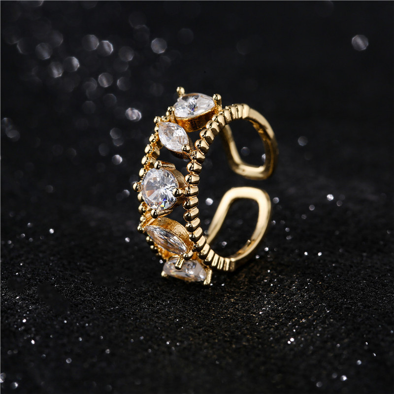 Simple Hollow Crystal Zircon Open Ring display picture 6