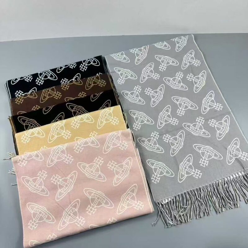 25 New Saturn Wool Scarf for Women Double-Sided Jacquard Empress Earth Cashmere Scarf Double-Sided Shawl Neck Warmer for Men