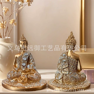 跨境创意打坐佛祖树脂工艺品摆件 家居装饰品小坐佛玄关摆件节日