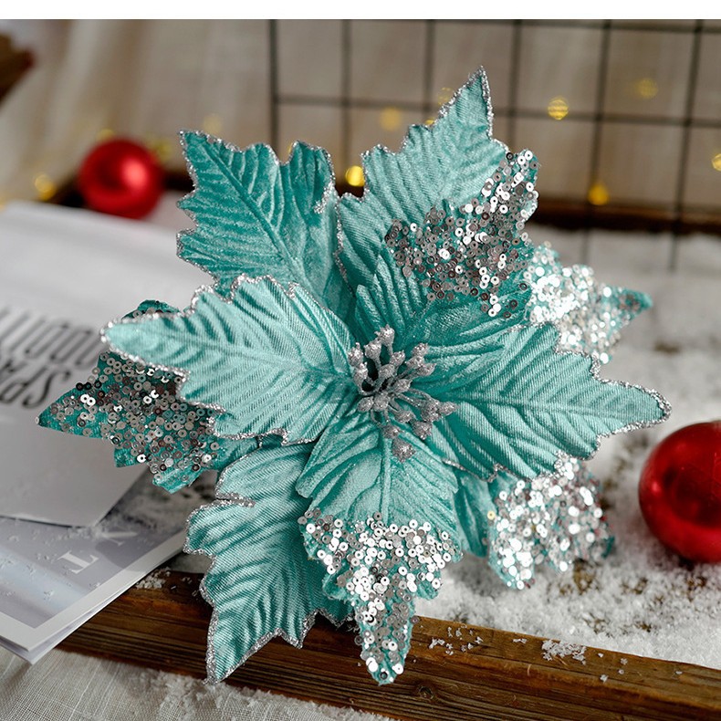 Simulación de flores de Navidad decoración de Navidad in viento simulación de flores de Navidad tela floral decoración ornamentos manuales sequillas