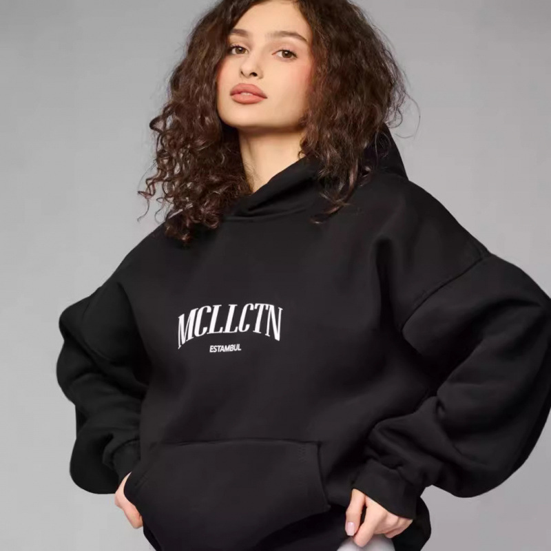 Felpa con cappuccio ampia e comoda, nuova, autunno inverno, design semplice, stampa, oversize, versatile, top._voghion.com