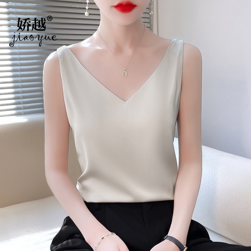 Women's Acetate Satin Camisole 2026 Summer New Style Vest for Layering under Suits, Plus Size Outerwear with Beautiful Back Design, Korean Style Base Shirt