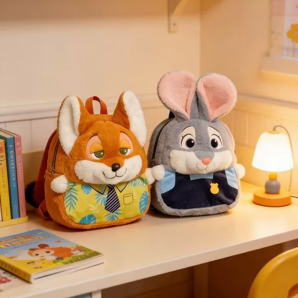 New Zootopia Backpack Cartoon Plush Bag Cute Doll Large Capacity Cute Kindergarten School Bag