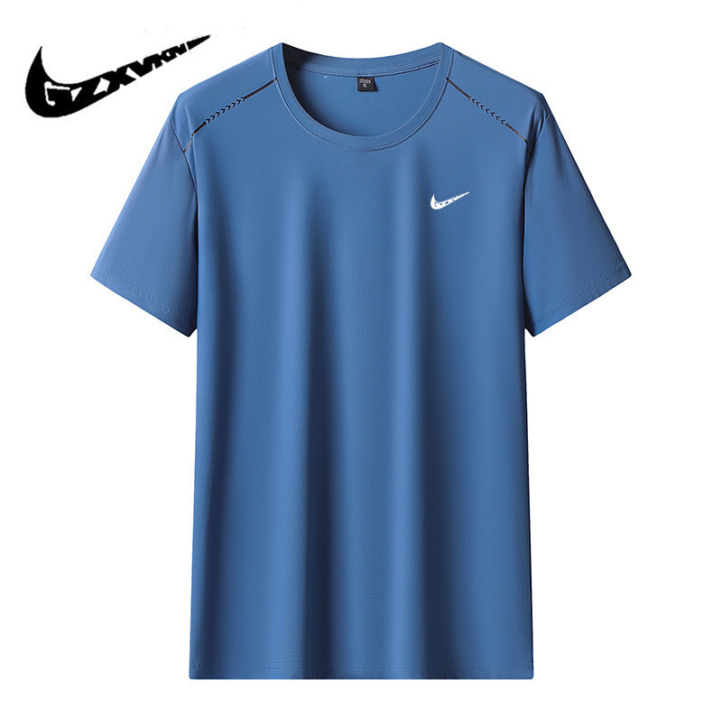 Ice Silk Men's Short-Sleeved Summer T-Shirt Cool Sun Protection T-Shirt Quick-Drying Half-Sleeved Thin Top Loose Casual T-Shirt