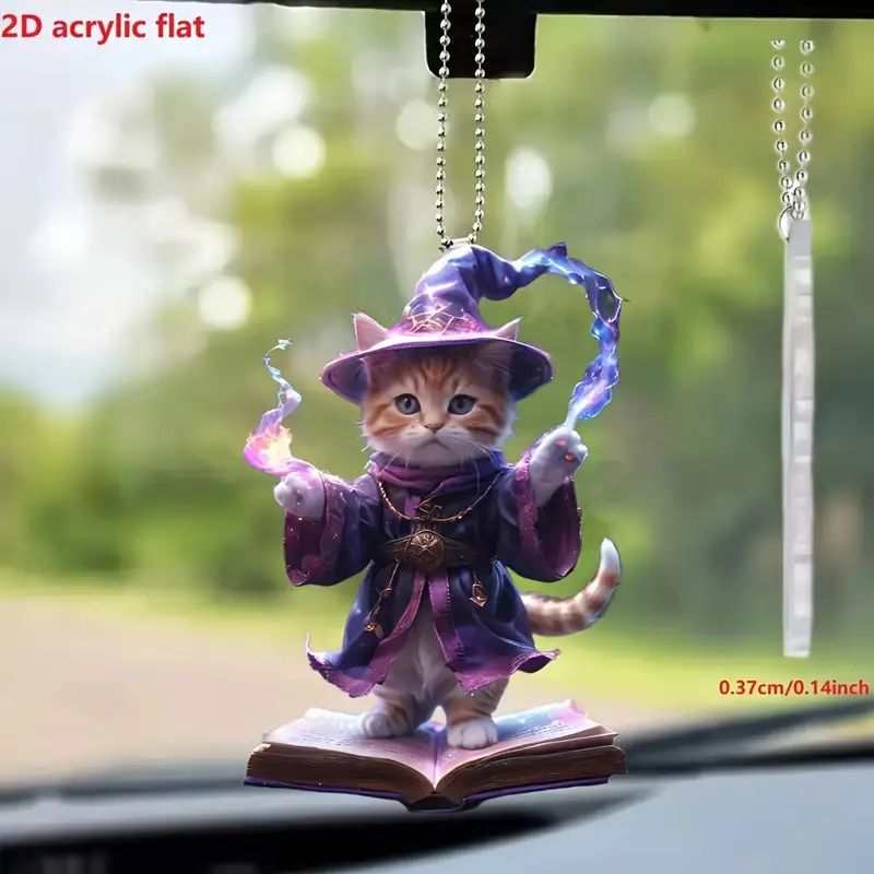 Creativo nuevo mago gatos fiestas colgante acrílico plano transfronterizo coche colgante llavero colgante image 3