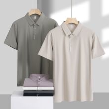 2026新款男士休闲短袖时尚尚碎劲弹锦氨POLO中青年上衣男装 代发