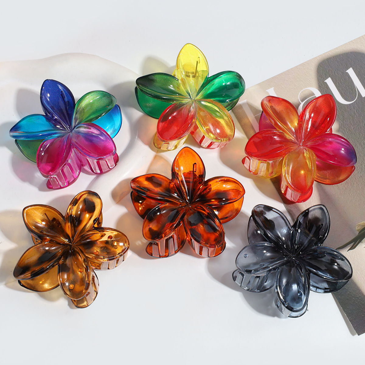 25g Weight Hair Clip, Hair Claws Hair Accessories Type 1 Piece Quantity Casual, Daily Occasion Plastic Material Ombre, Leopard, Transparent, Plumeria Pattern Women's Gender IG Style Style Gradient Color, Leopard Color IG Style Women's Ombre Leopard Transparent Plastic Hair Clip Hair Claws 3