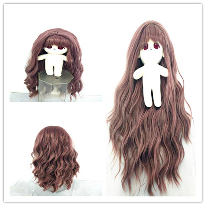 棉花娃娃假发可爱公仔发套高温丝梨花卷刘海长卷发