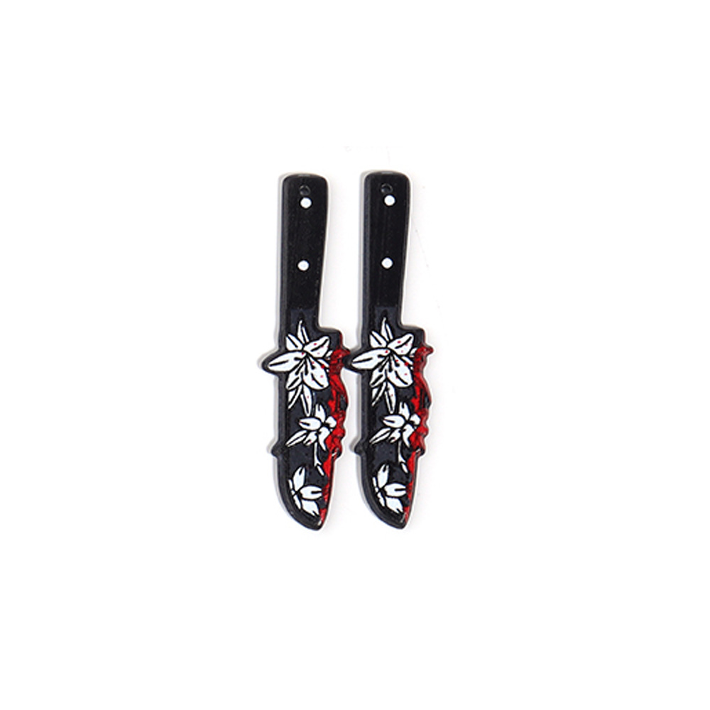 17g Weight Pendant Jewelry Making Type 52*14mm, 56*12mm, 56*14mm Jewelry Making Size DIY Jewelry Accessories Classification 10 PCS/Package Quantity Acrylic Material Halloween Festival Blade, Letter Pattern Printing Design Hip-Hop, Retro, Funny Style 10 PCS/Package 52*14mm 56*12mm 56*14mm Arylic Blade Letter Pendant 9