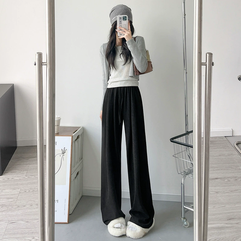 Широкие брюки с флисом на талии, свободные прямые leggings для подростков, S–2XL