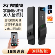 室内木门智能锁3D人脸识别对讲监控涂鸦指纹密码电子锁全自动跨境