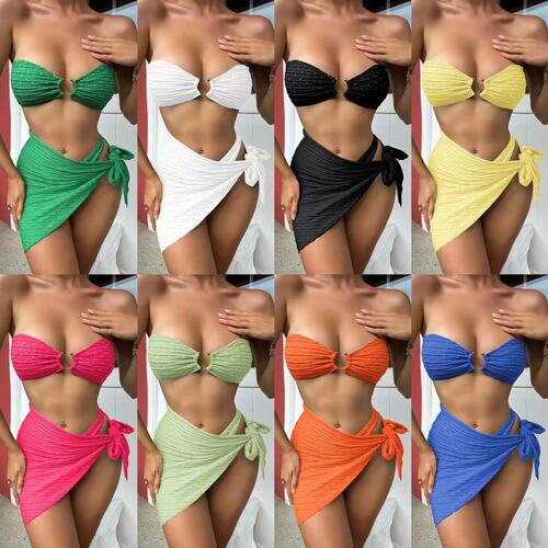  European and American new style tube top skirt three-piece swimsuit bikini bikini swimsuit Amazon cross-border