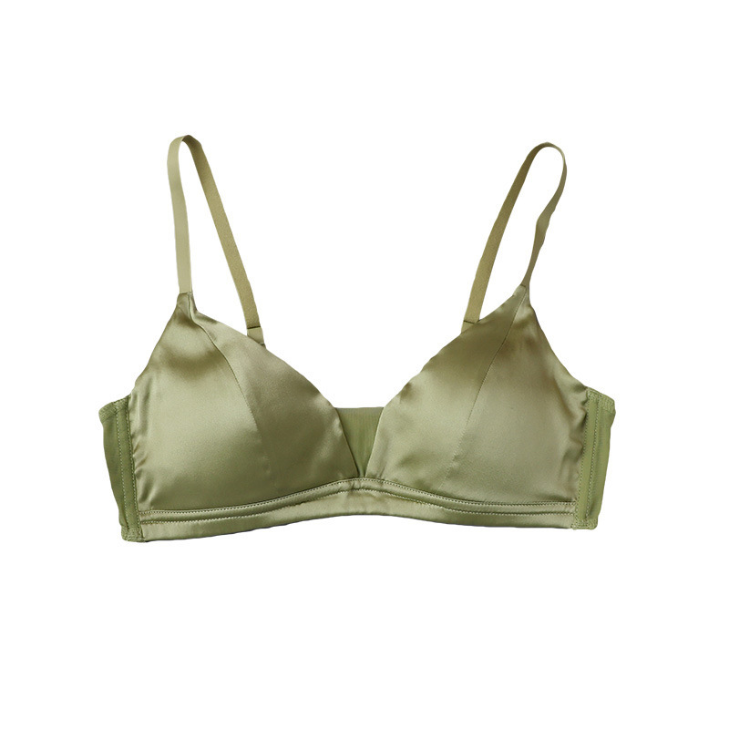 Mulberry silk satin silky non-empty cup bra summer simple comfortable breathable silk smooth French triangle cup