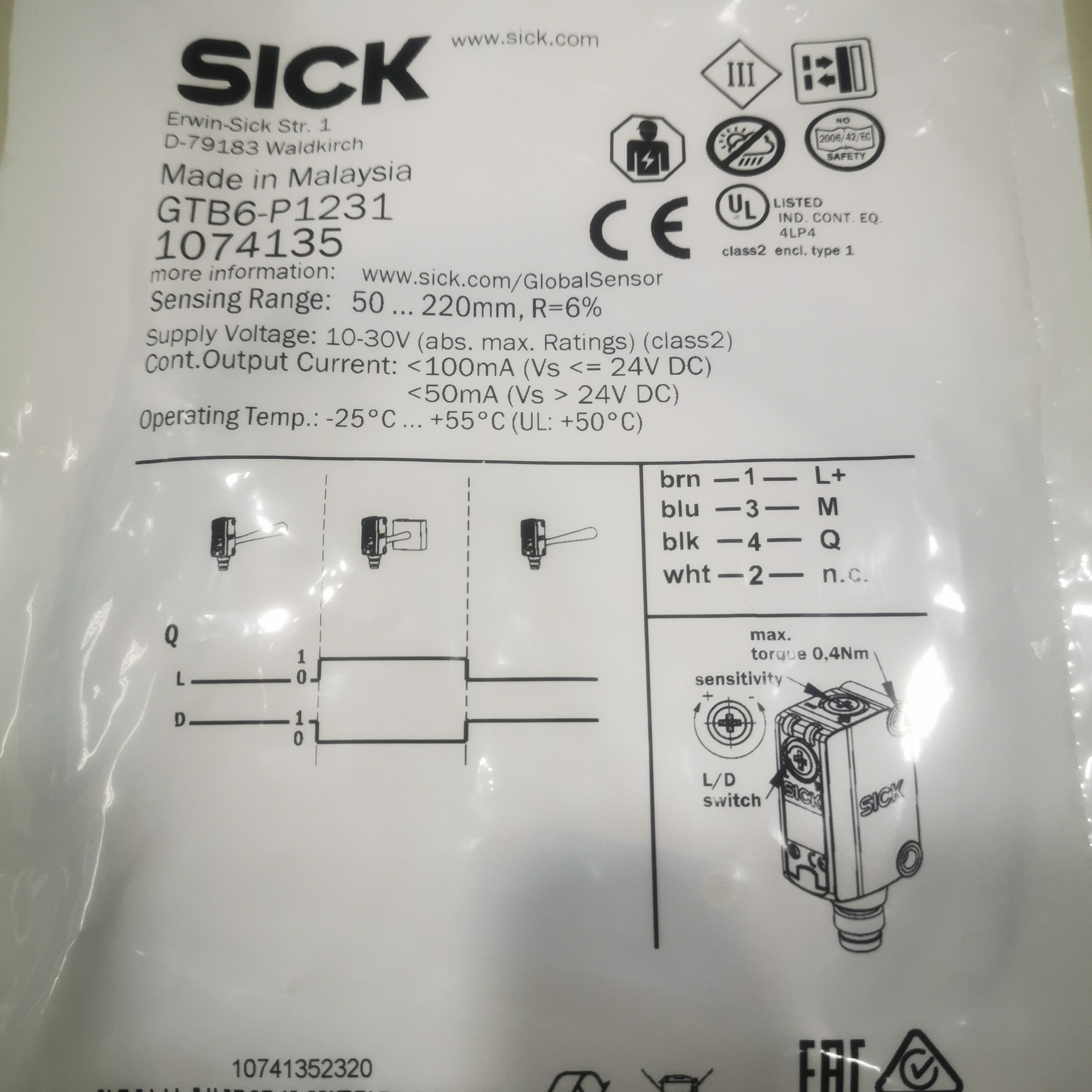 SICK漫反射式光电传感器西克GTB6-P1231全新原装正品现货