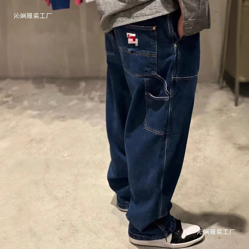Carhartt WIP Nash Washed Denim Jeans for Men and Women, with Rivets and Double Knee Patches, Workwear Style, Cotton
