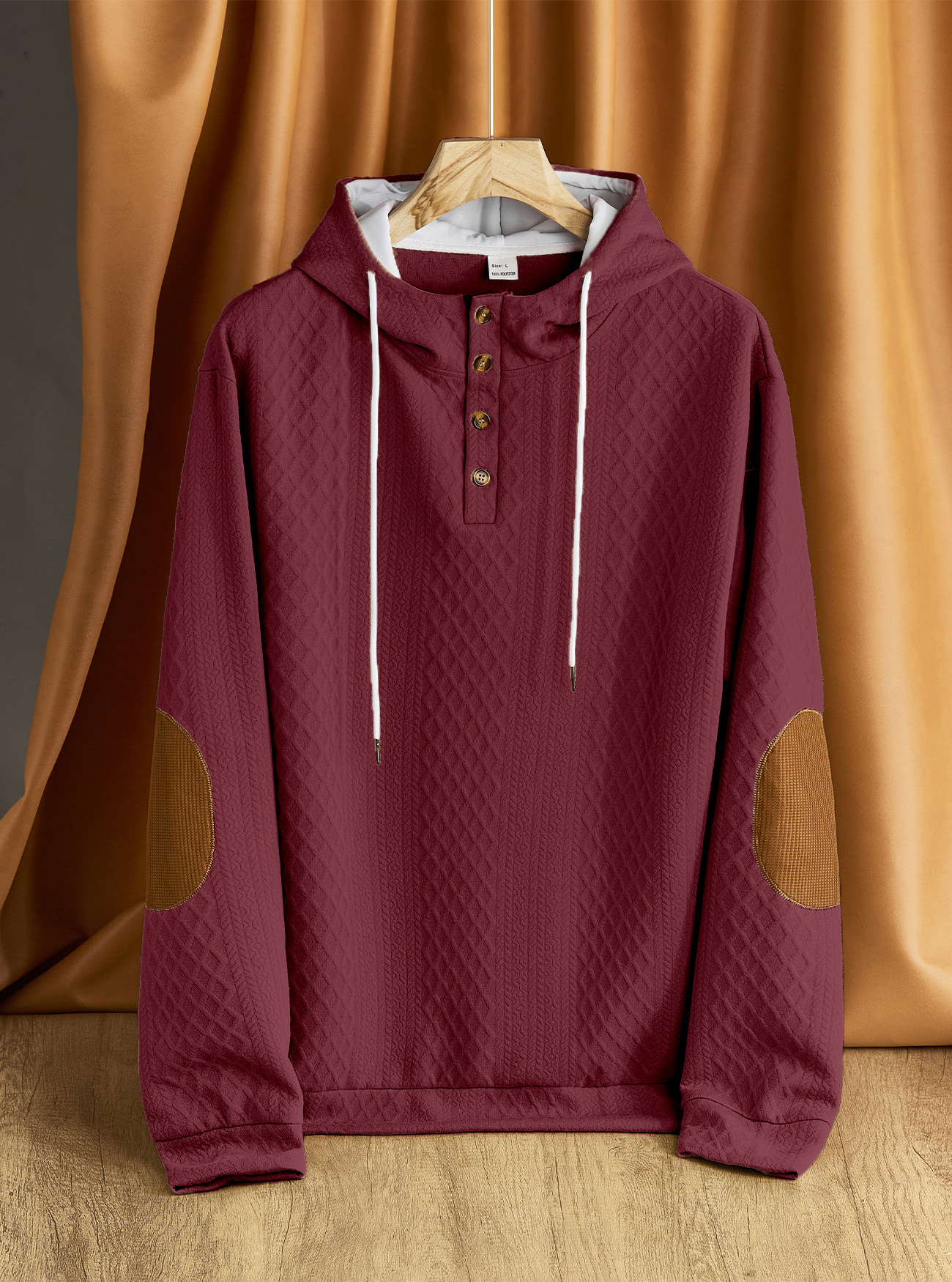 Sweat à capuche pour homme en jacquard monochrome élégant_voghion.com