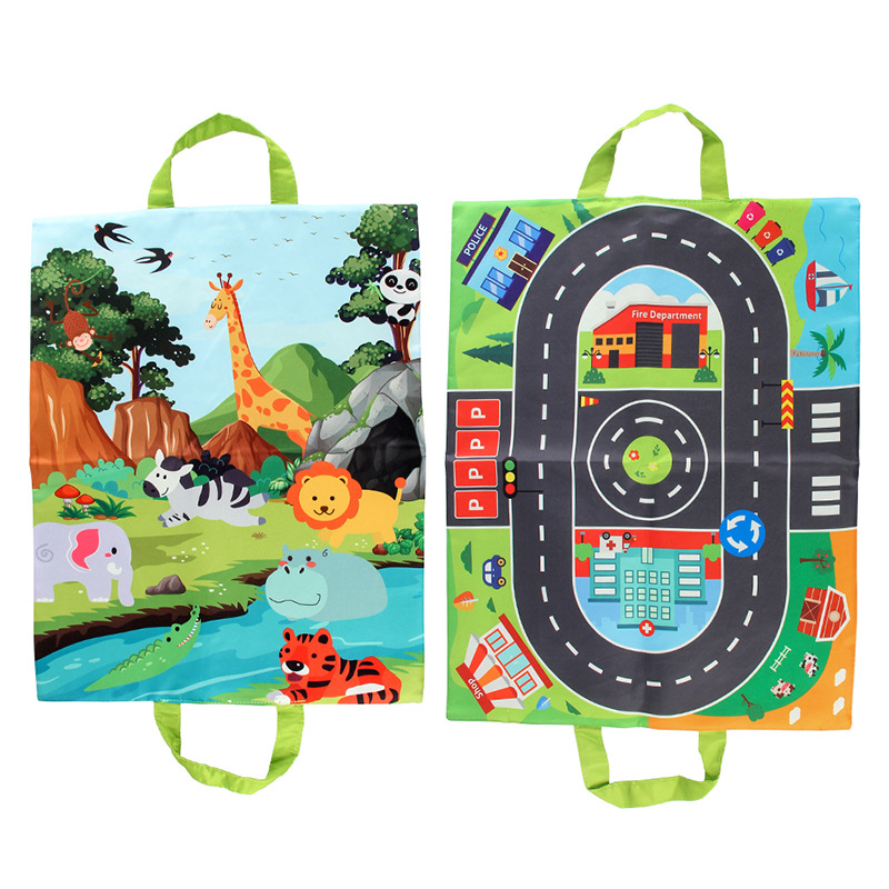 Source Manufacturer Baby Fabric Car Model with Storage Bag Carpet Baby Tear-Resistant Cloth Book Early Education Toys