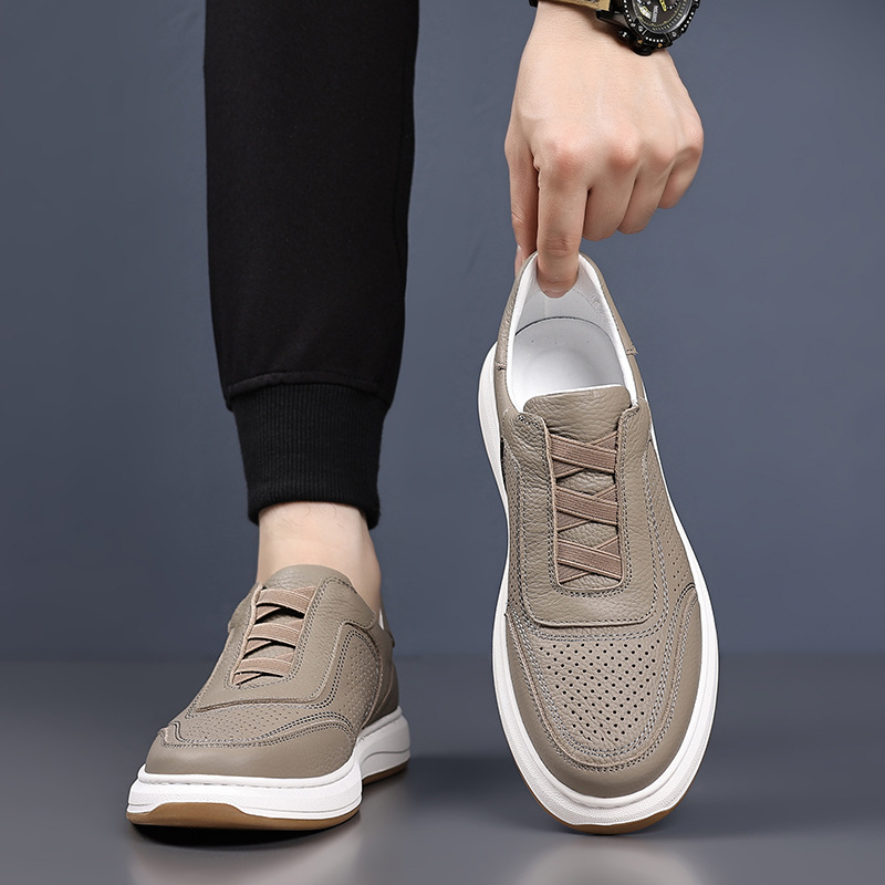 Piel de vaca de primera capa de verano nuevas sandalias de hombre zapatos de cuero casuales perforados zapatos de cuero transpirables huecos zapatos de hombre