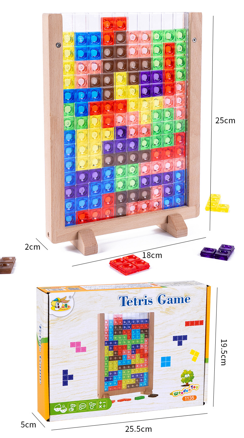 Educación temprana de rompecabezas para niños, juego de bloques de construcción de rompecabezas tridimensional multifuncional Tetris, juguetes educativos de educación temprana para bebés